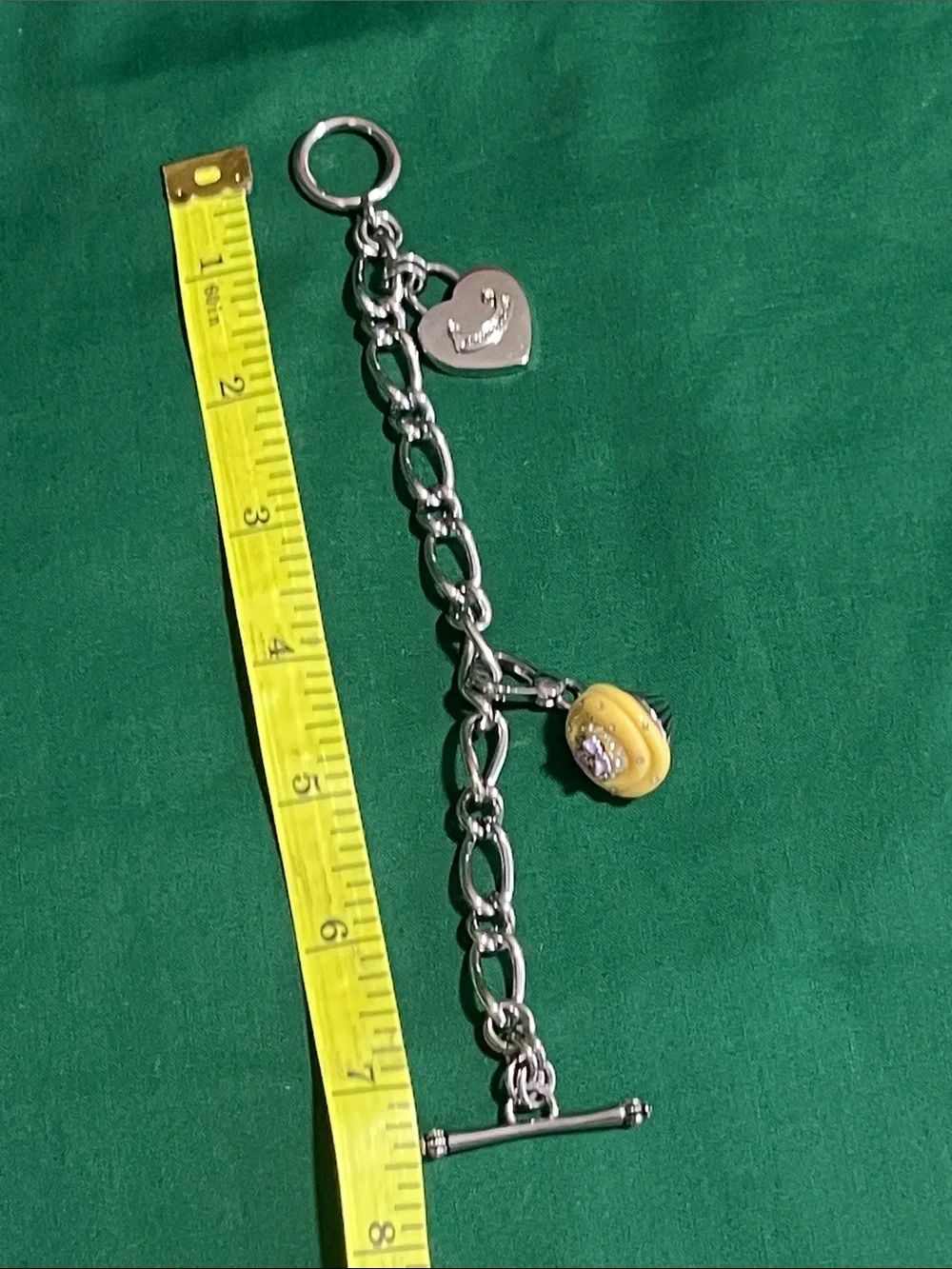 Juicy Couture Silver Chain Bracelet with Yellow Floral Enamel Cupcake  Charm